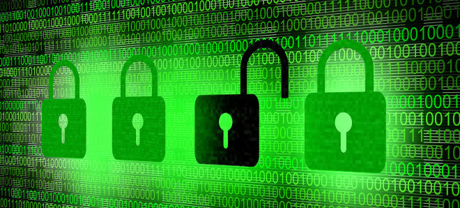 Security concept - Locks on digital screen